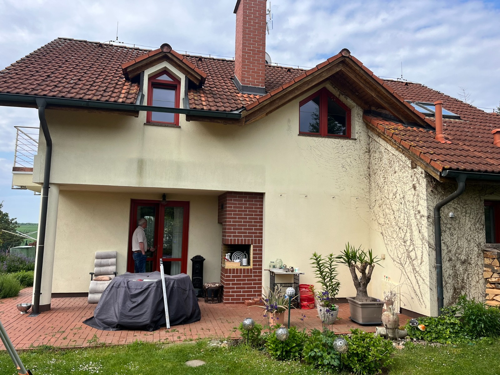 Dřevěná konstrukce během realizace